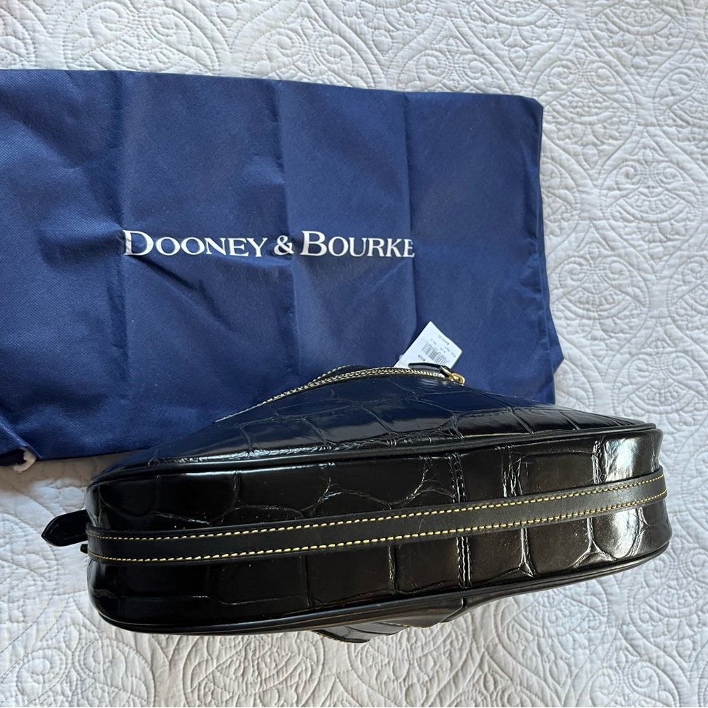 DOONEY & BOURKE NWT Black Croc Embossed Leather Bag  #J3988182 NEW - Picture 7 of 12